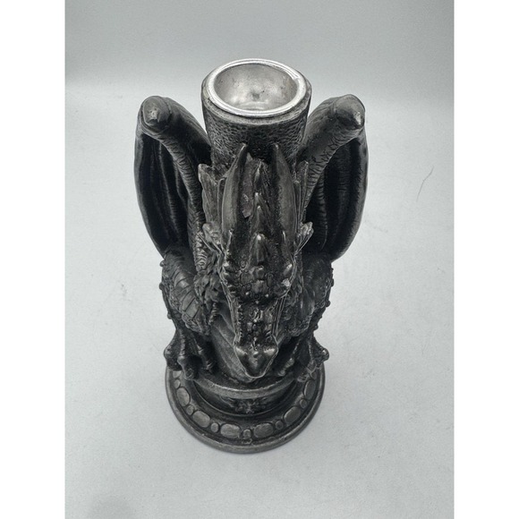Medieval Dragon Candle Holder (1" Diameter Post Candle) 8"H. X 4" L. - Picture 5 of 6